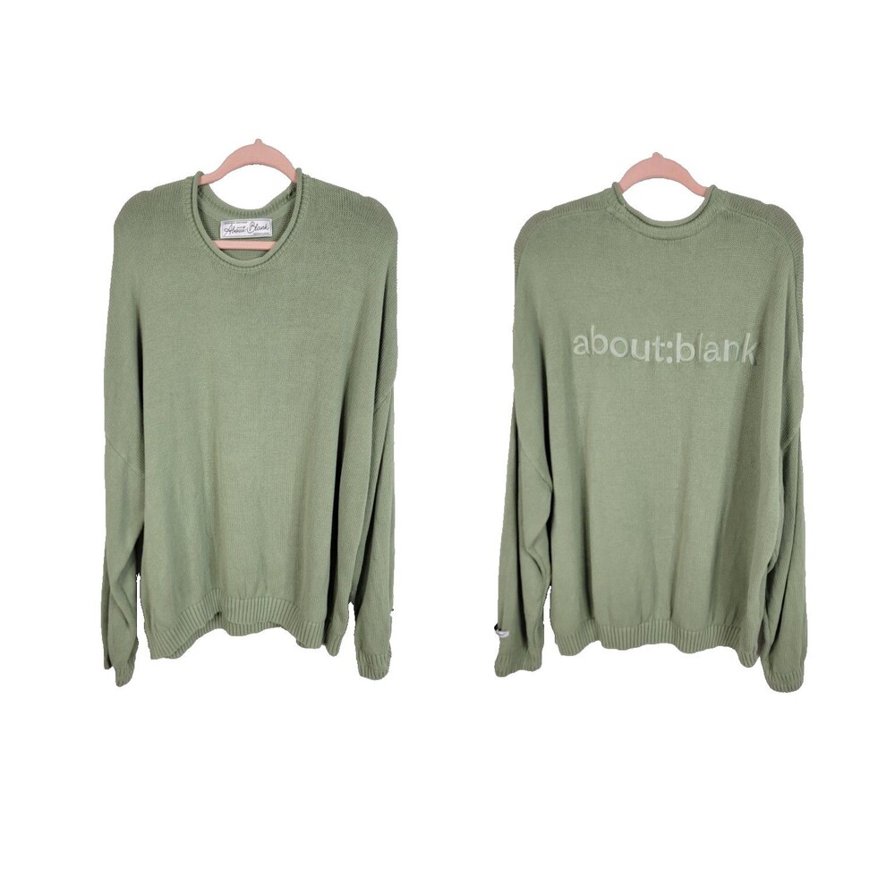 About:Blank Men's Sage 100% Cotton Logo Sweater XXL